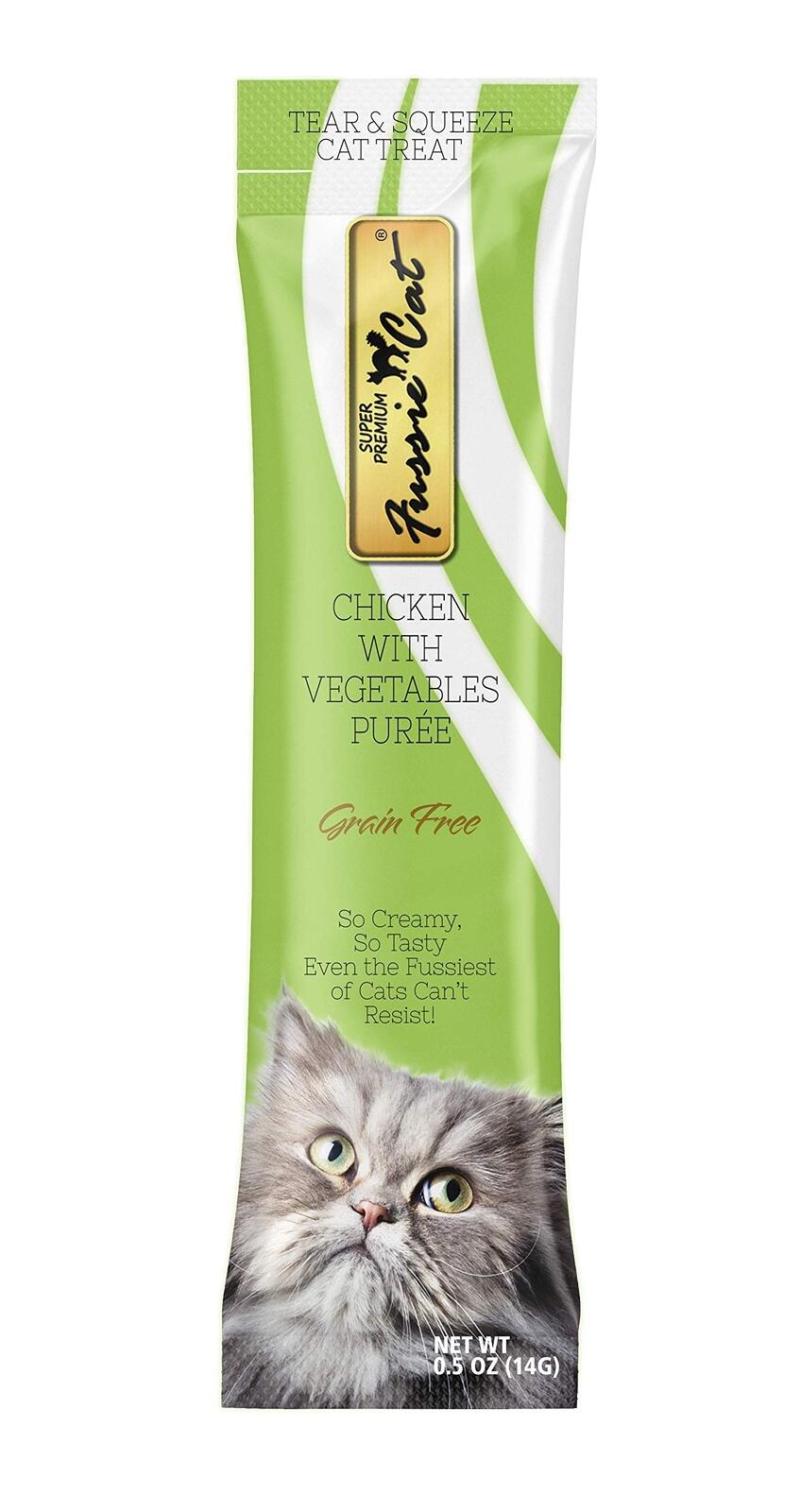 Fussie Cat Chicken with Vegetables Purée 14 Gram Sachets, Pack of Four, 2 Ounces