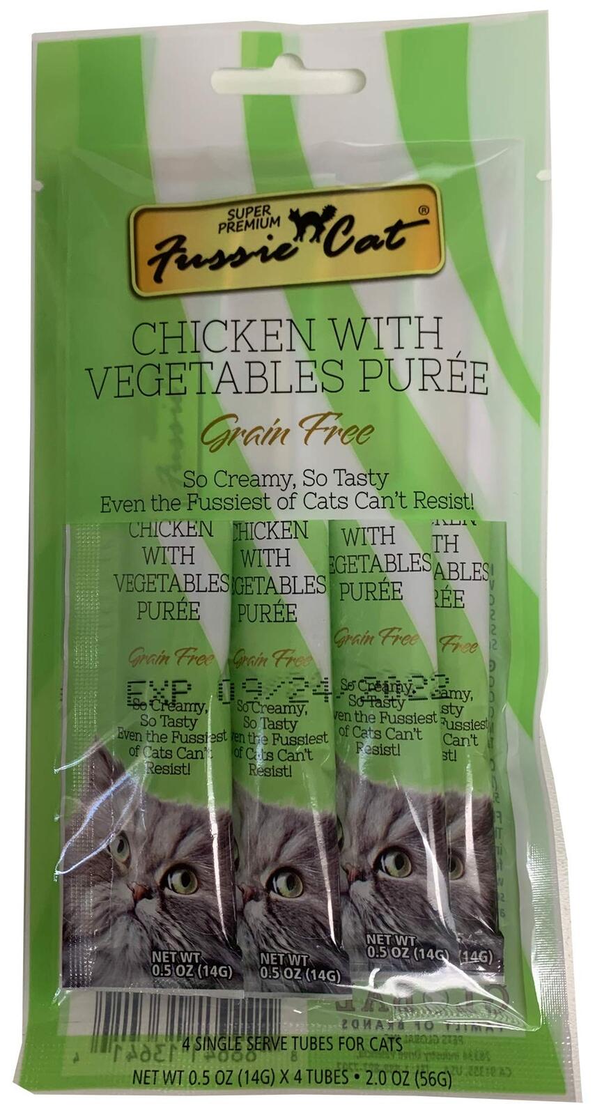 Fussie Cat Chicken with Vegetables Purée 14 Gram Sachets, Pack of Four, 2 Ounces