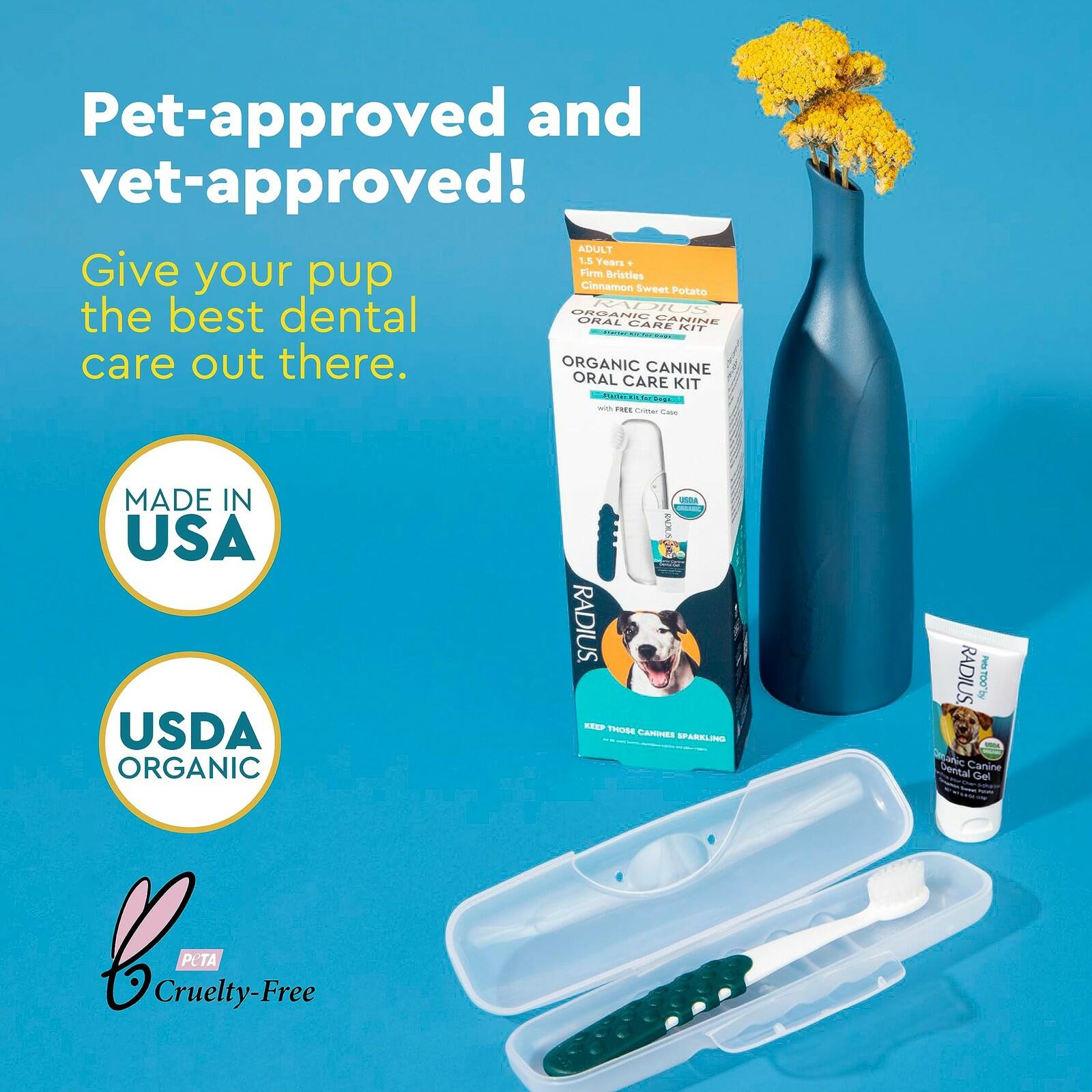 RADIUS USDA Organic Dental Solutions Puppy Kit 1 Unit, 1 Dog Toothbrush & 1