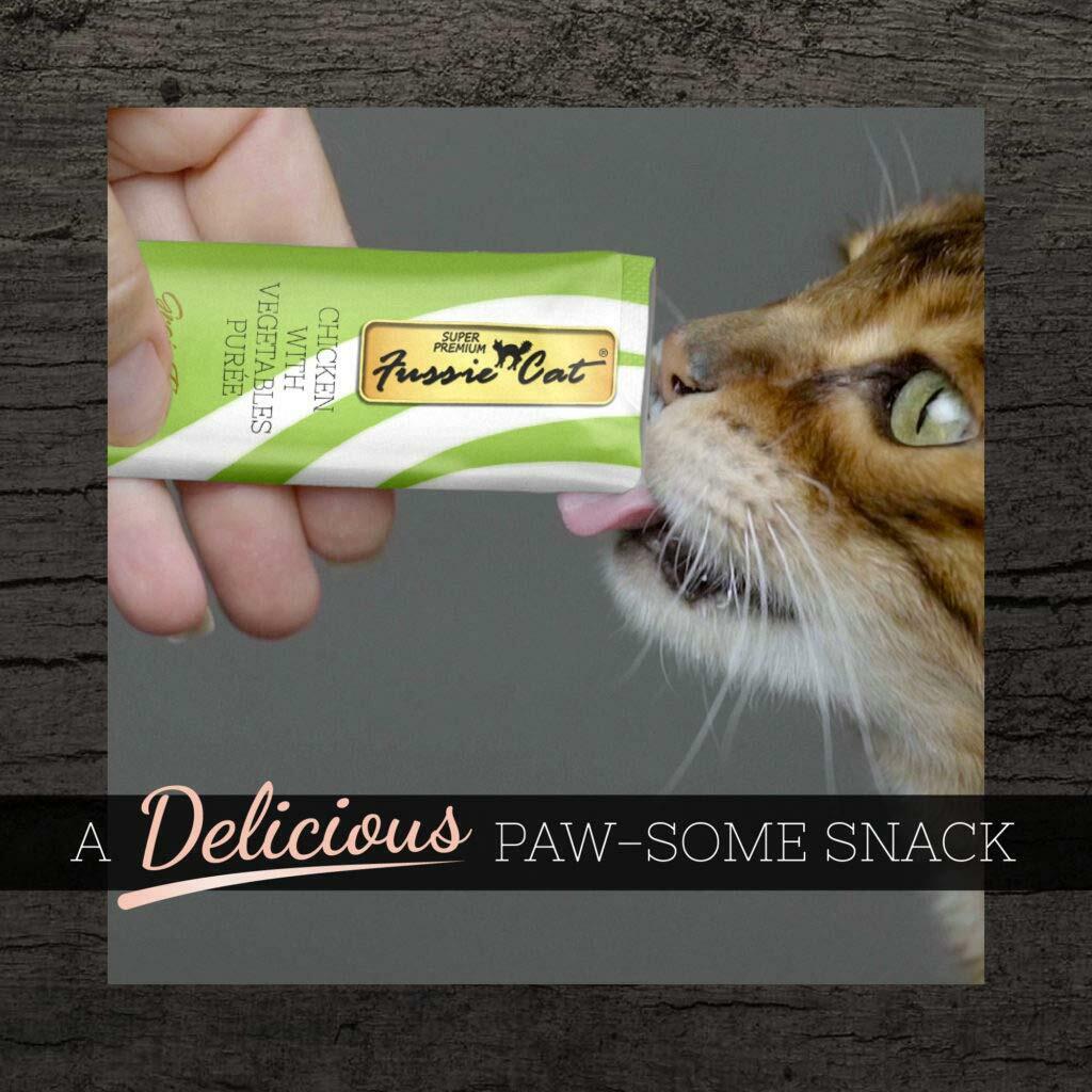 Fussie Cat Chicken with Vegetables Purée 14 Gram Sachets, Pack of Four, 2 Ounces