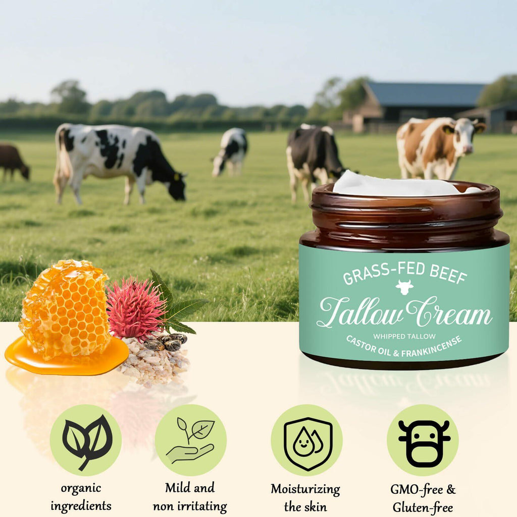 Nichalous Organic Grass Fed Whipped Tallow Cream with Castor Oil & Frankincense