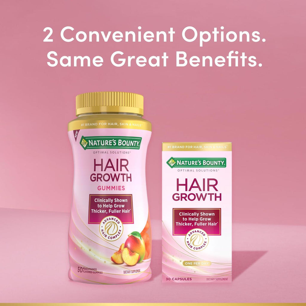 Nature's Bounty Hair Growth Gummies for Supporting Thicker, Fuller Hair with
