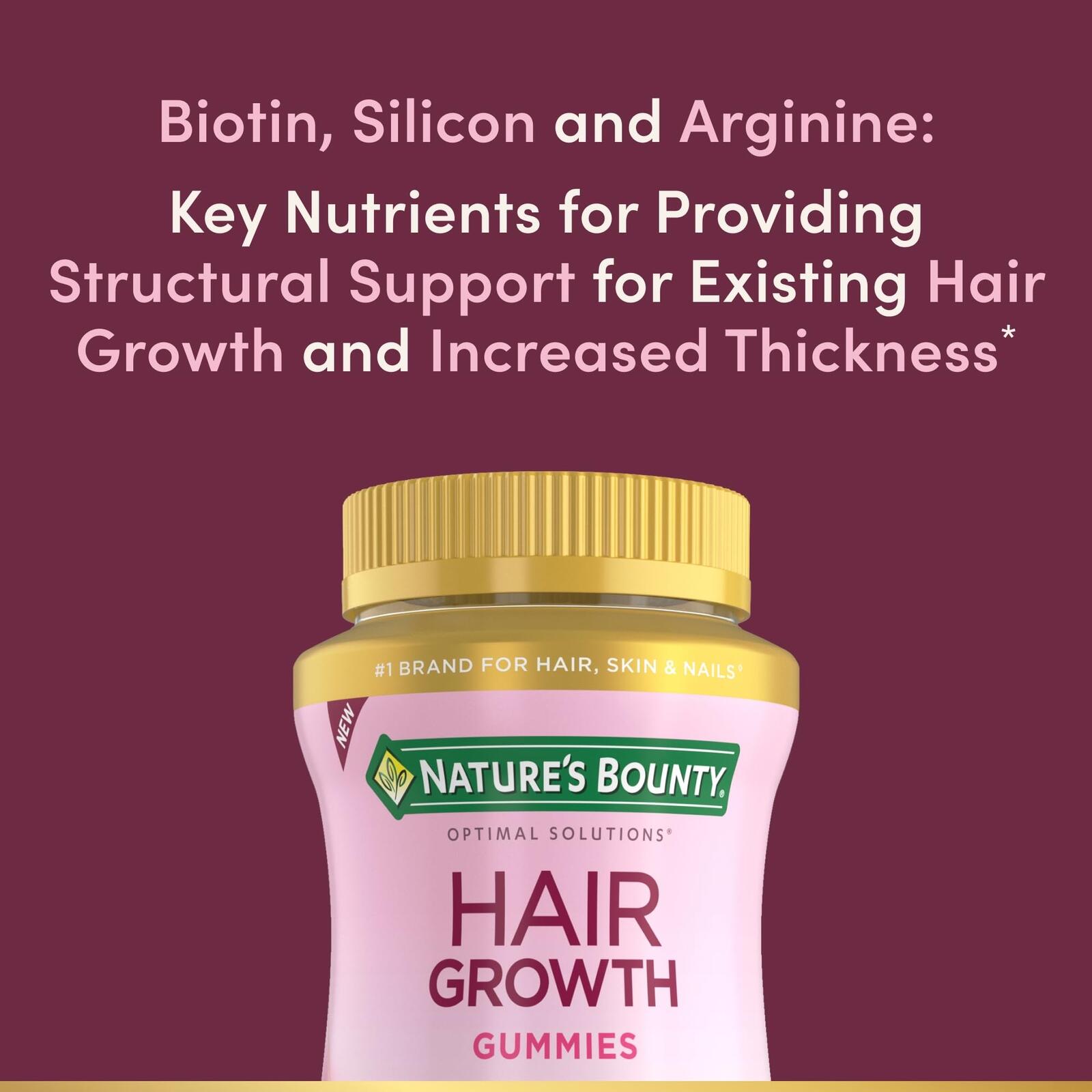 Nature's Bounty Hair Growth Gummies for Supporting Thicker, Fuller Hair with