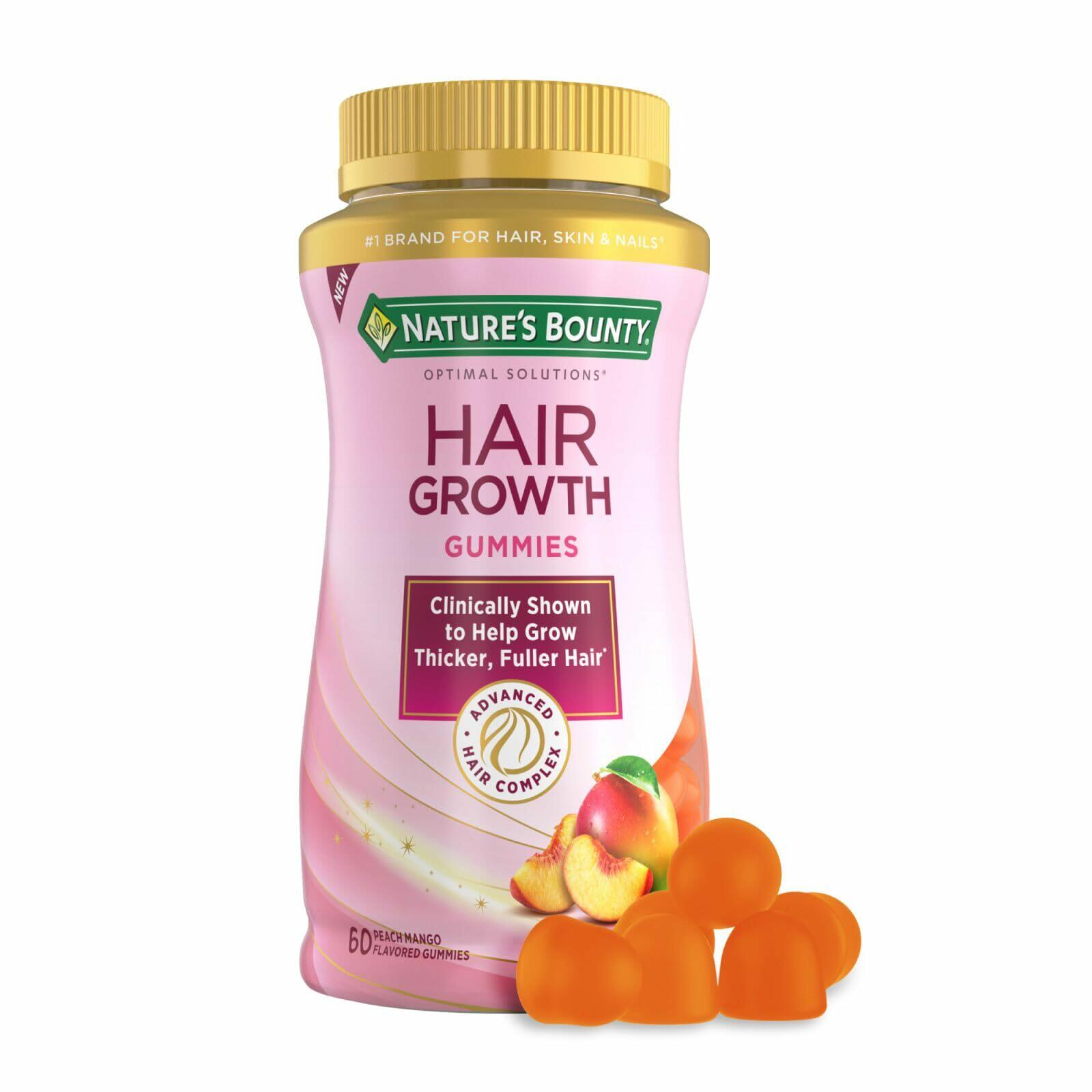 Nature's Bounty Hair Growth Gummies for Supporting Thicker, Fuller Hair with