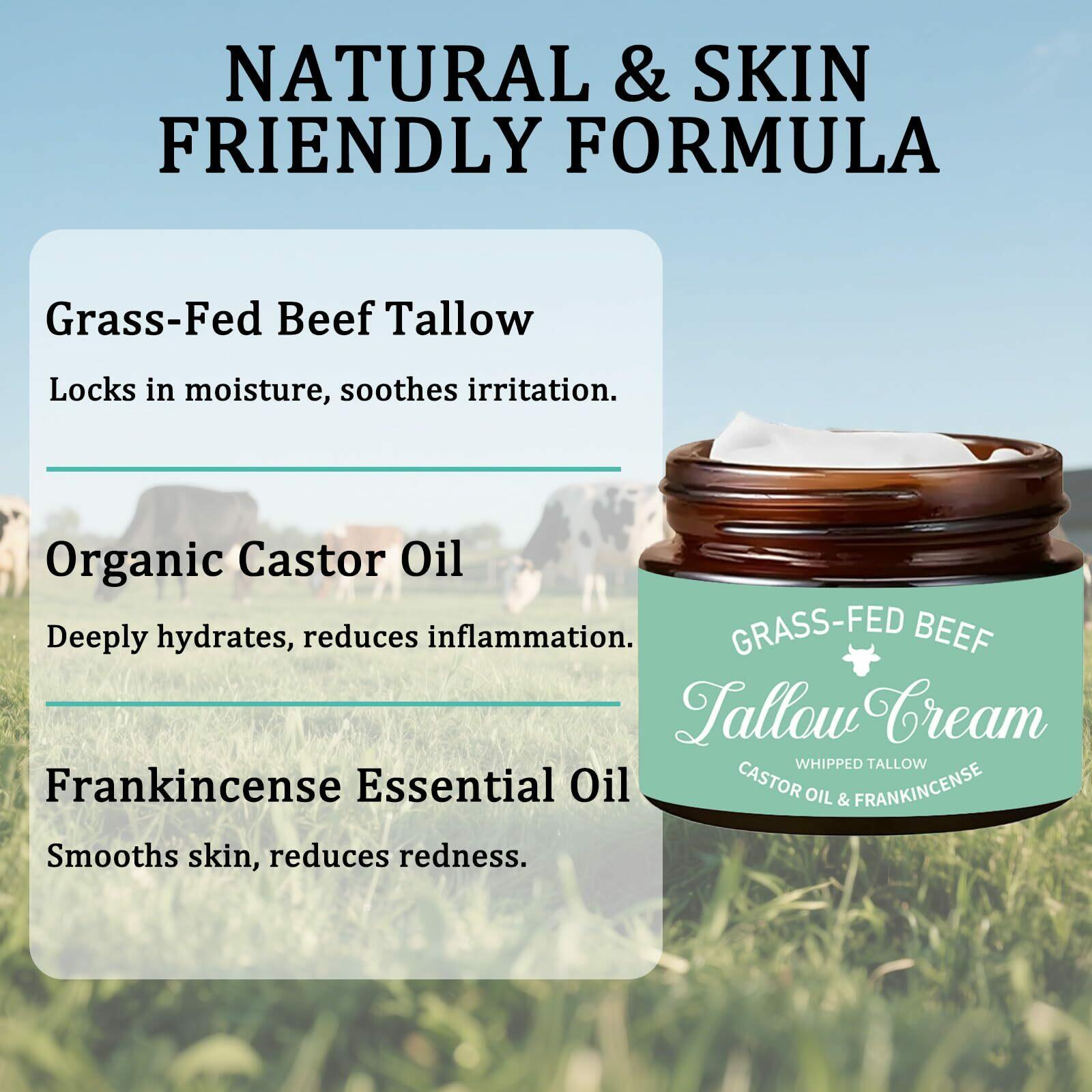 Nichalous Organic Grass Fed Whipped Tallow Cream with Castor Oil & Frankincense