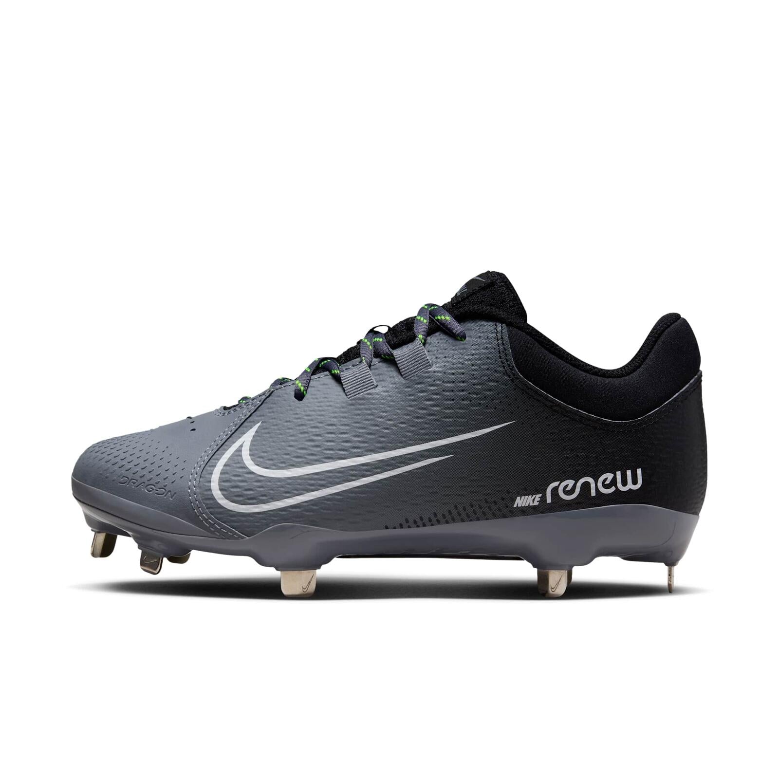 Nike Women's Hyperdiamond 4 Pro Metal Fastpitch Softball Cleats, Gray, Sz-9