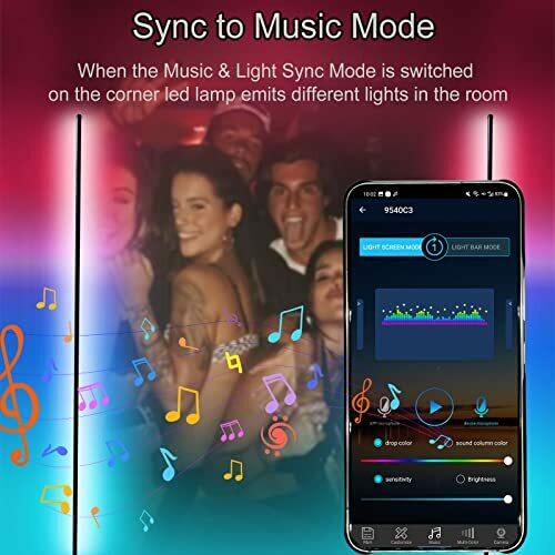FOMIZZ Corner Floor Lamp 59'' Smart LED 400+ Modes 16 Million Color Changing ...