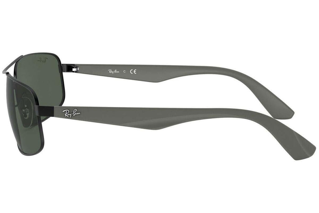 Ray-Ban Mens RB3527 Rectangular Sunglasses, Matte Black/Dark Green, 61 mm