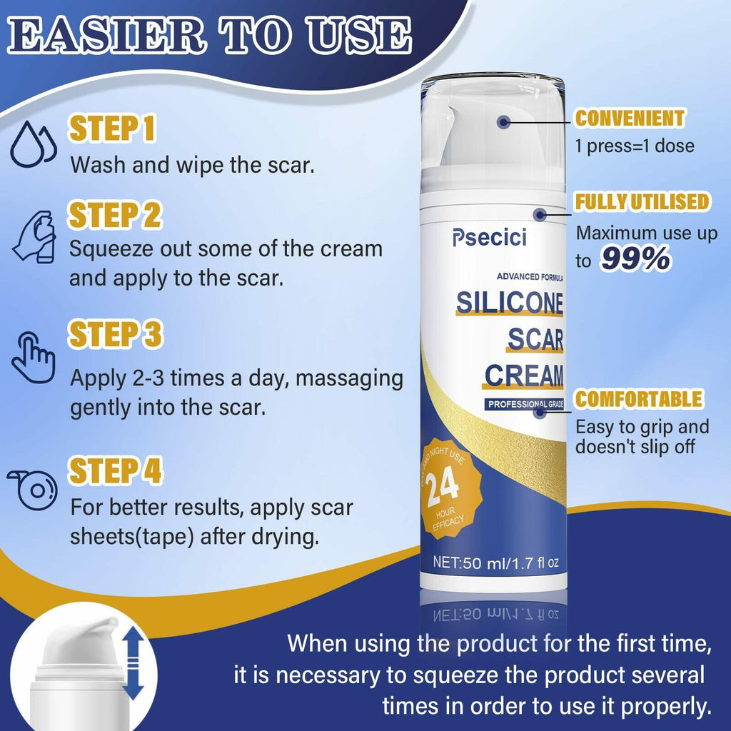 Psecici Scar Cream,Silicone Scar Gel,Advanced Scar Gel,Scar Removal Cream For