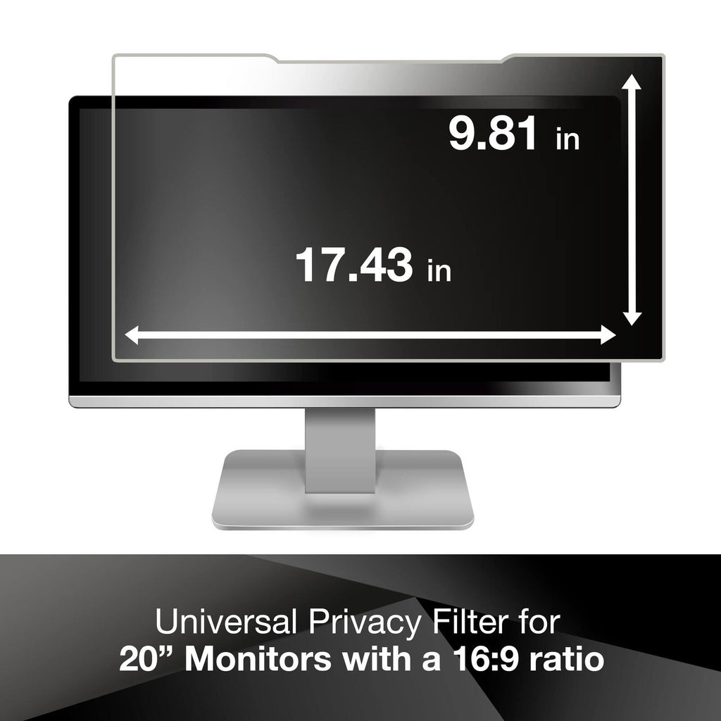 3M Privacy Filter for 20" Widescreen Monitor (PF200W9B), Black