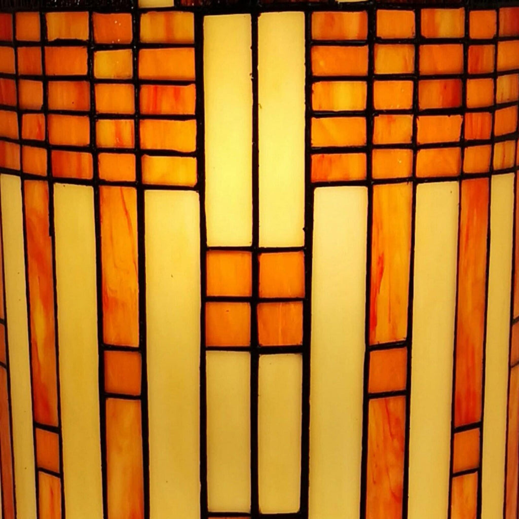Tiffany Style Brown Yellow Geometric 2 Light Stained Glass Wall Sconce Vintage