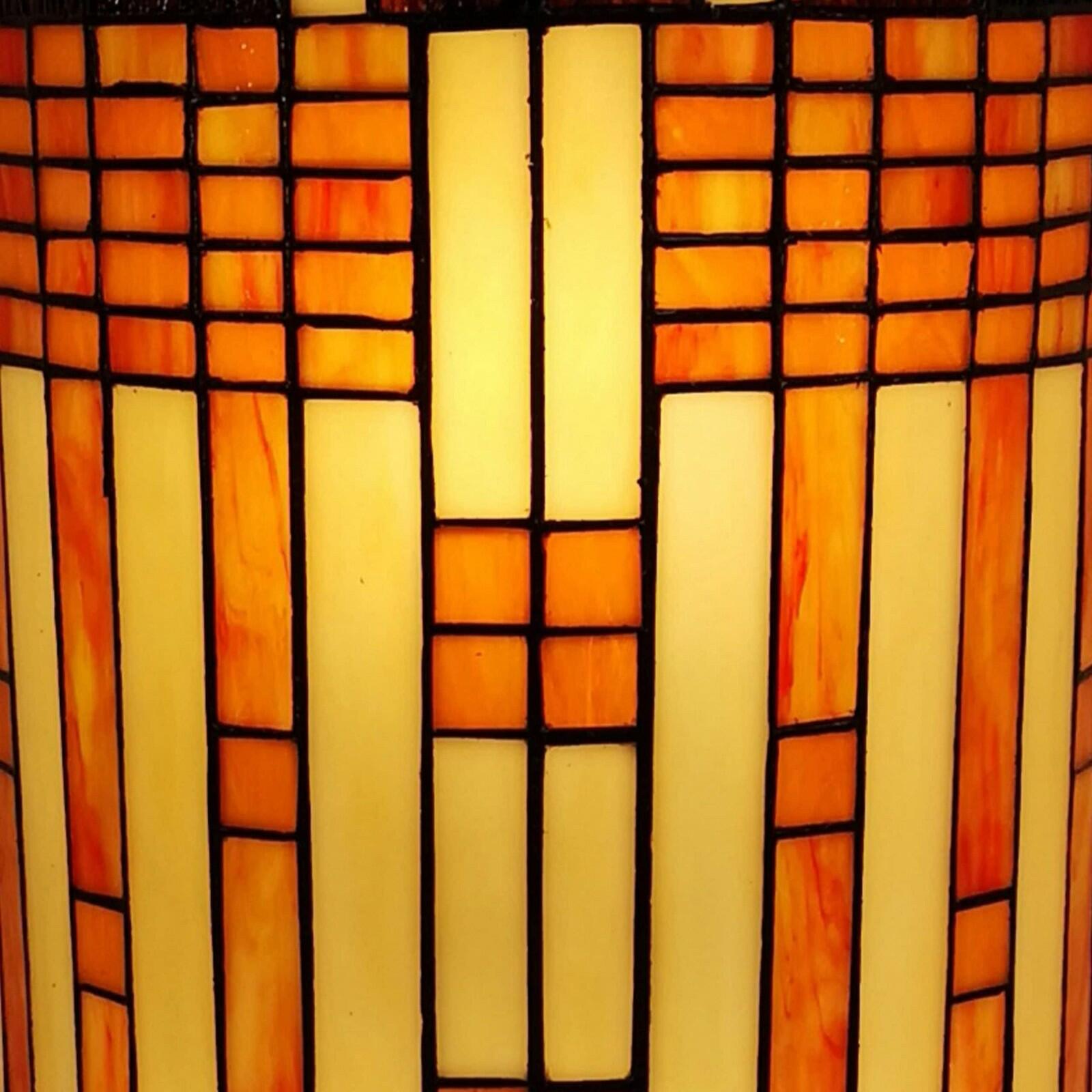 Tiffany Style Brown Yellow Geometric 2 Light Stained Glass Wall Sconce Vintage