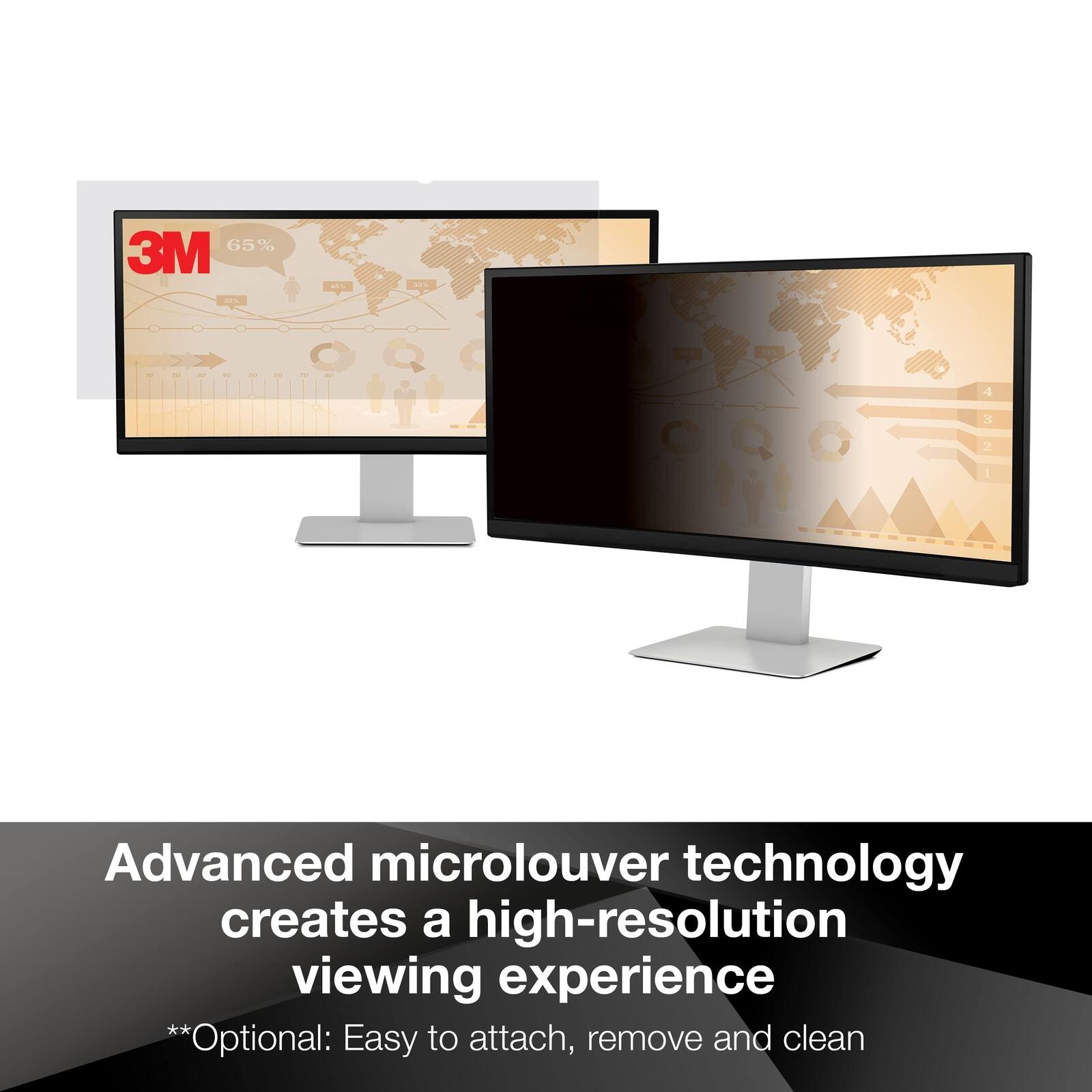 3M Privacy Filter for 20" Widescreen Monitor (PF200W9B), Black