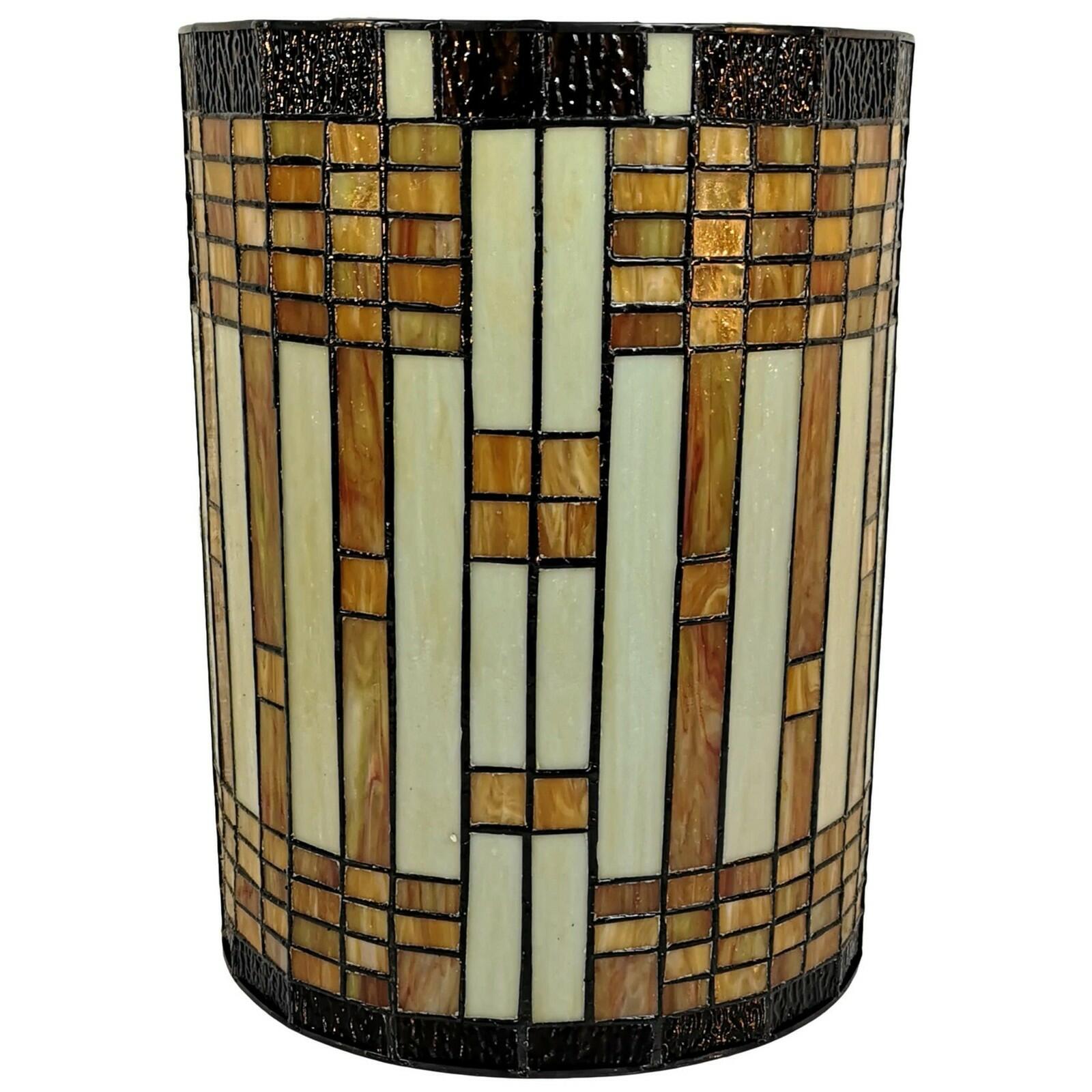 Tiffany Style Brown Yellow Geometric 2 Light Stained Glass Wall Sconce Vintage