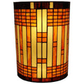 Tiffany Style Brown Yellow Geometric 2 Light Stained Glass Wall Sconce Vintage