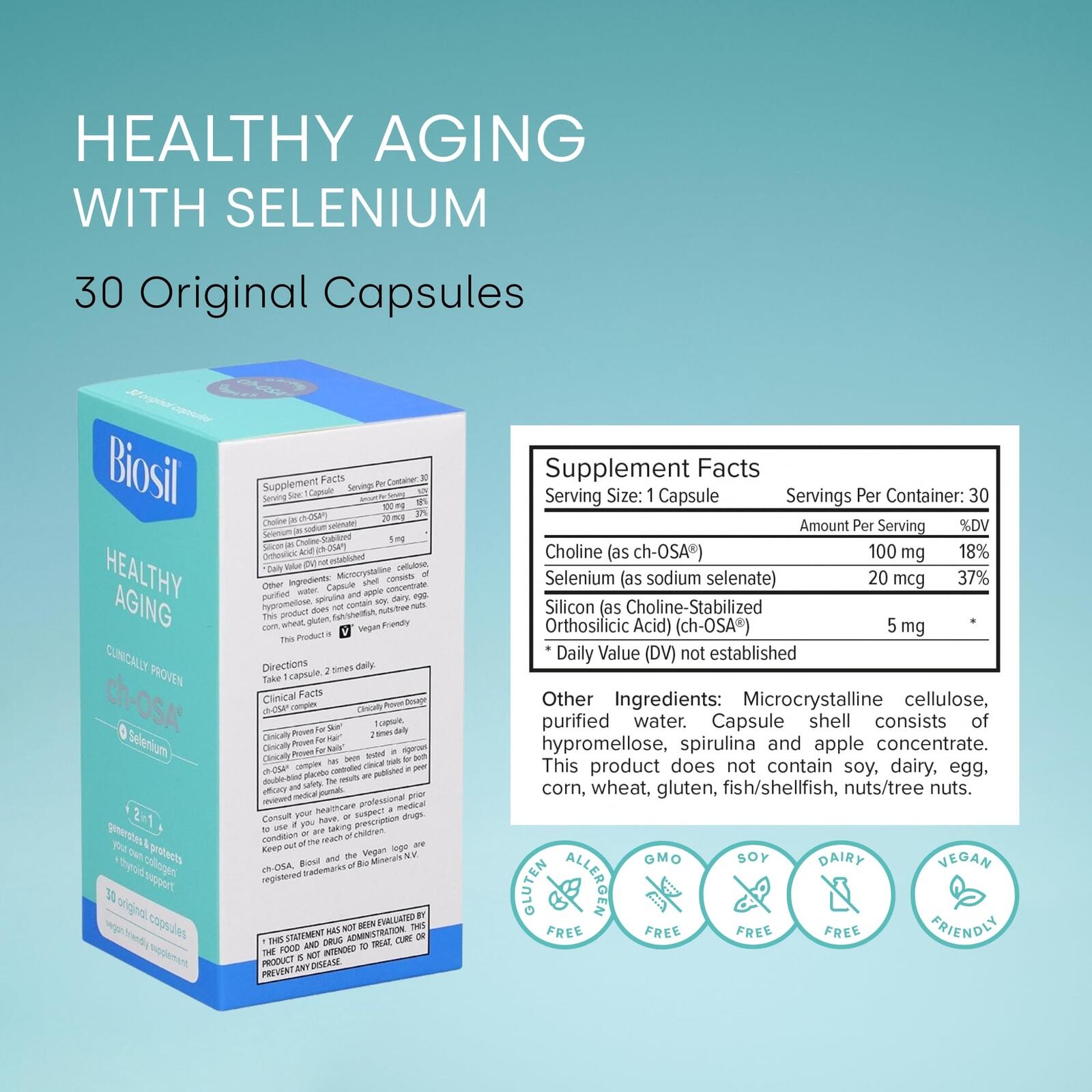 Biosil Healthy Aging - 30 Capsules - Beauty, Vitality & Thyroid Support - with