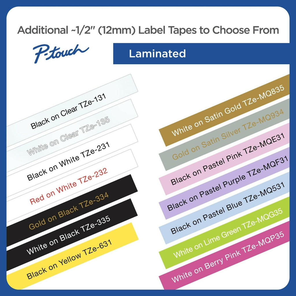 Brother Genuine P-Touch TZE-MQG35 Tape, 1/2" (0.47") Laminated White on Lime