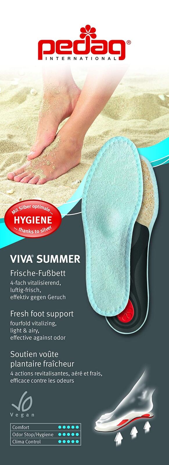 Pedag Viva Summer | Terry Cotton Sockless Orthotic Insoles | Handmade in Germany