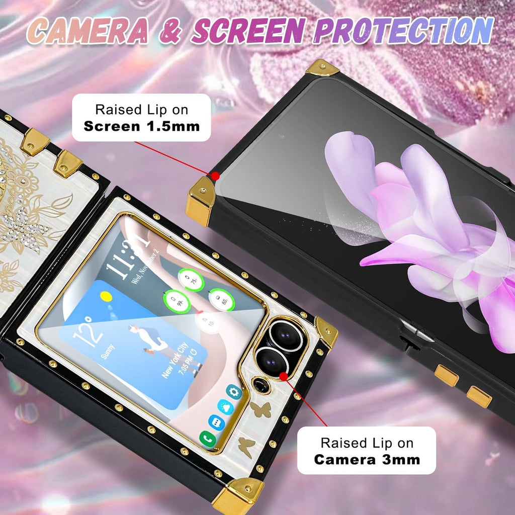 Bonoma Compatible with Samsung Galaxy Z Flip 6 Case, Shockproof Luxury Edge,