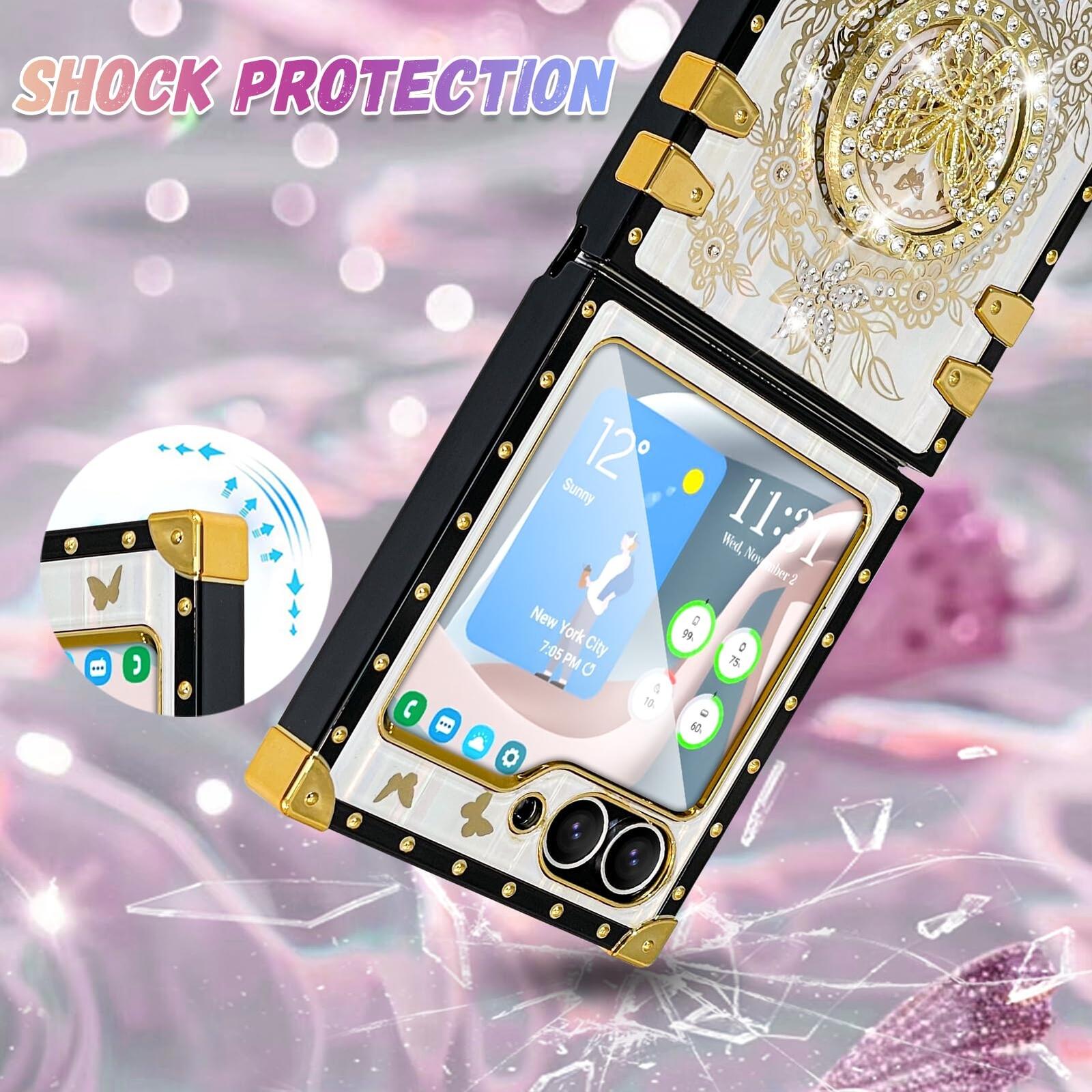 Bonoma Compatible with Samsung Galaxy Z Flip 6 Case, Shockproof Luxury Edge,