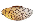 Tiffany Style Ceiling Fixture Lamp Jeweled 17" Wide Stained Glass White Cream