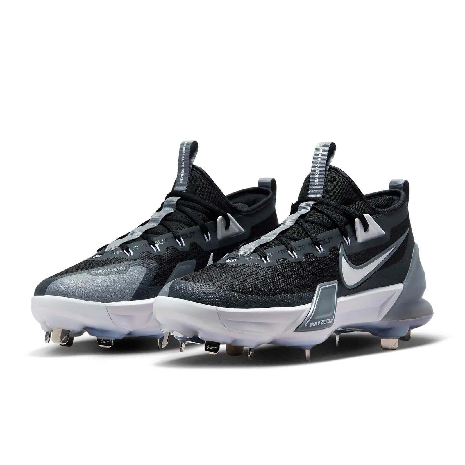 Nike Force Zoom Trout 9 Elite Low Metal Baseball Cleats SZ 9 Black | White