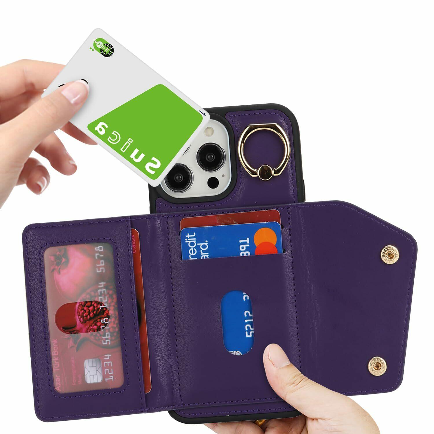 Lipvina for iPhone 14 Pro Max Case Wallet with Card Holder - Zipper PocketCre...