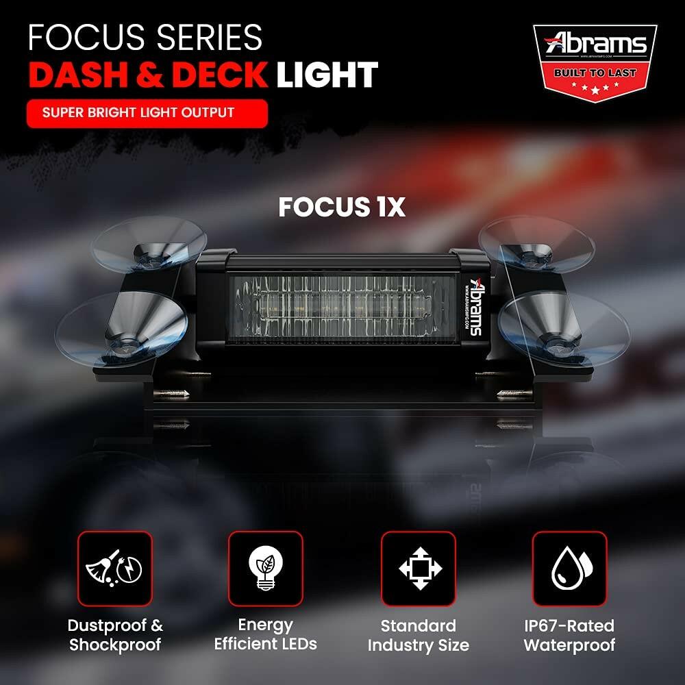 Abrams Focus 1X Series (Blue) 18W - 6 LED Police EMS EMT Vehicle Truck