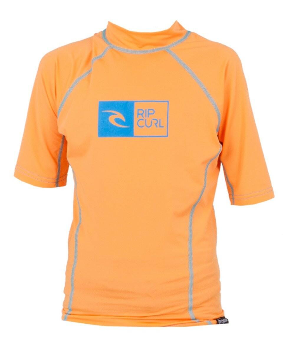 Rip Curl Youth Ripawatu Short Sleeve Rash Guard Shirt, 6, Orange