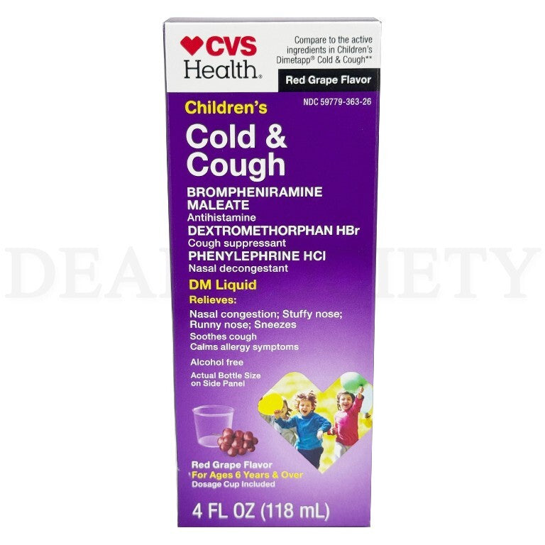 CVS Children?s Cold & Cough DM Liquid 2 x 4 Fl Oz Ea Exp 12/24+ Comp To Dimetapp