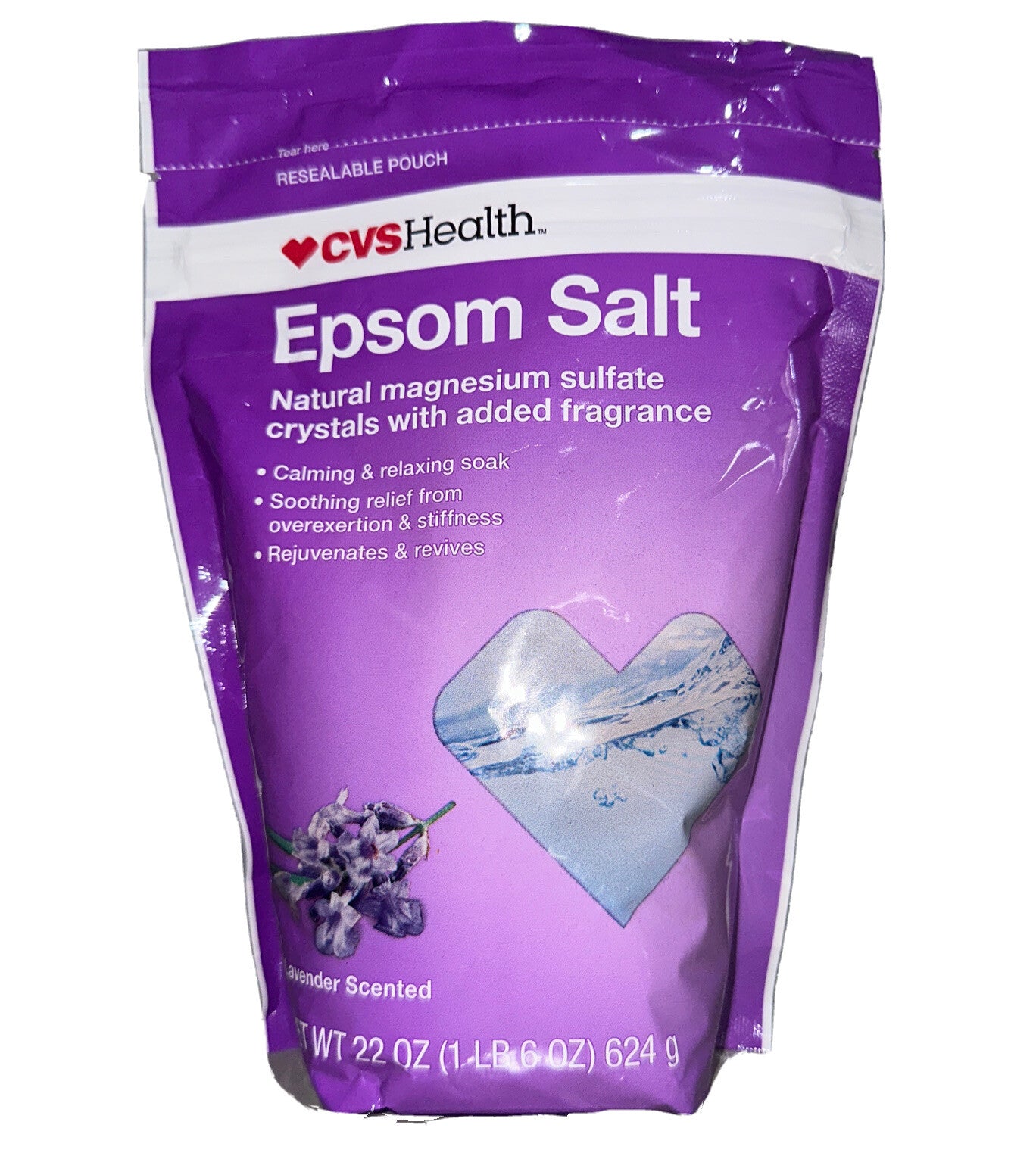 CVS Health Epsom Salt Lavender Scented Magnesium Sulfate Crystals 1 LB 6 Oz 624g